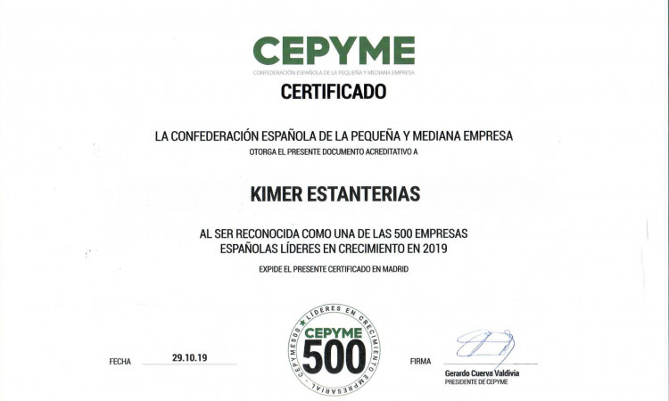 Kimer, certified as one of the 500 companies with more growth